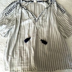 Lucky Brand Jeans Cotton Embroidered Lg Top‎